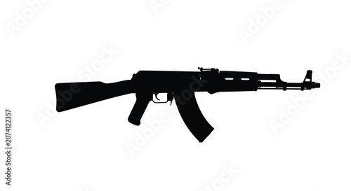 Tableau sur toile Ak 47 Assault Rifle Silhouette Against A White Background