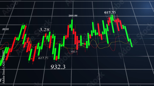 Stock Market Chart Candlestick Graph Global Financial Market Analytics Chart Currency Exchange Rates and Investment Growth Dynamic Candlestick Graph Illustrating Trading Volatility