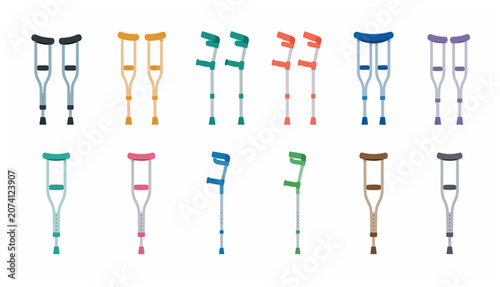 Tablou pe pânză Crutches in various colors.