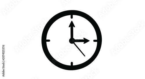 Fotografija Clock Face Silhouette On White Background Minimalist Timekeeping Symbol