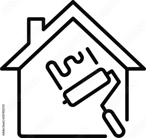 House painting icon, home renovation and interior design symbol
