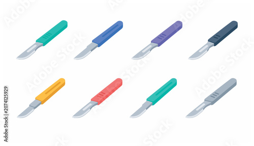 Bild auf Leinwand Colorful utility knives set.