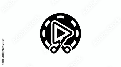 Fotografía Black and white play button icon.