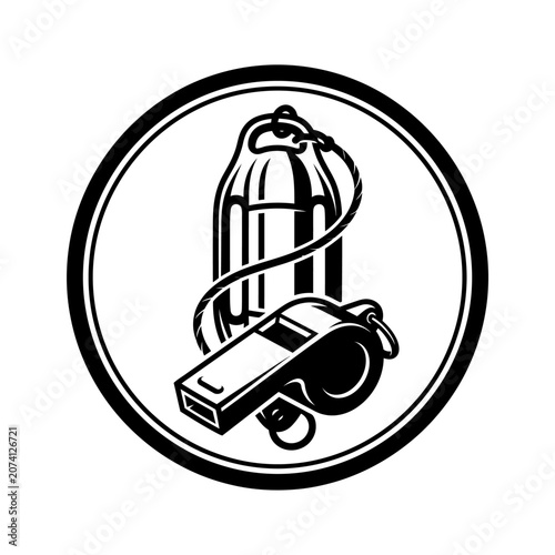 Foto Black and white referee whistle.
