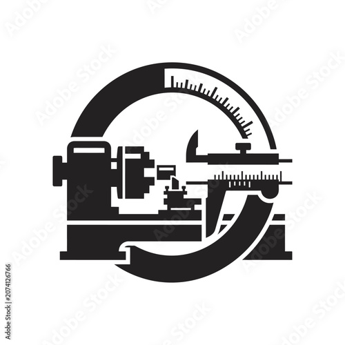 Foto Black and white vernier caliper illustration.
