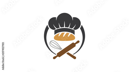 Fotografie Baker Chef Bread Logo Illustration.