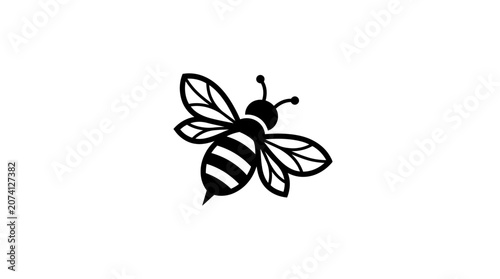 Quadro su tela Black and white bee insect.