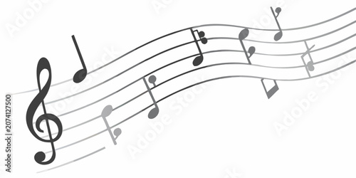 Obraz na plátně Musical Notation And Staff Lines Black Vector Illustration On White Background