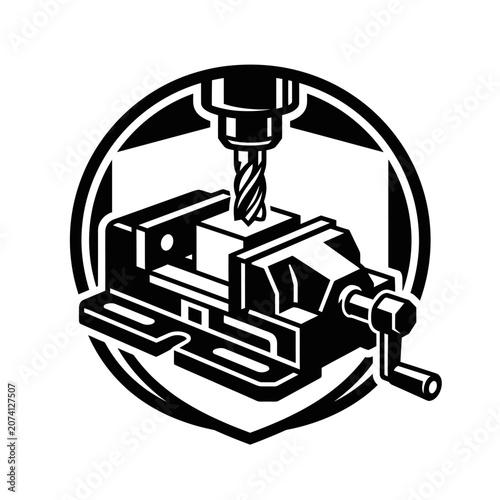 Black and white drill press vise.