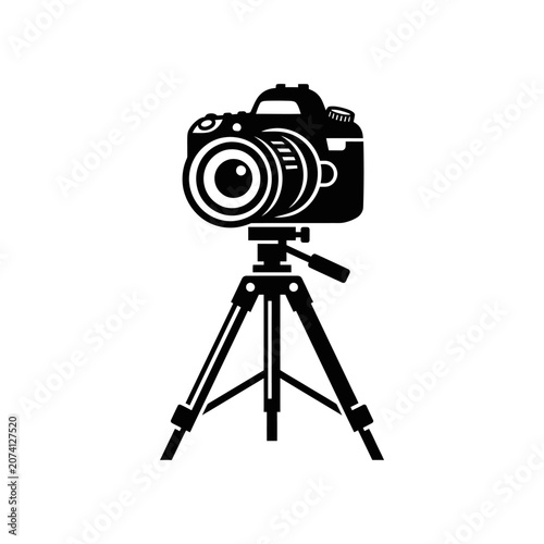 Black and white DSLR camera.