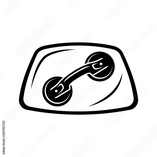 Black and white dumbbell icon fitness.