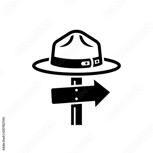 Black and white fedora hat icon.