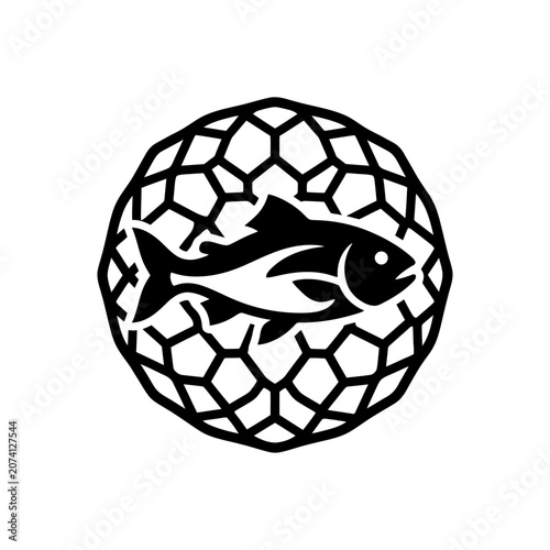 Black and white fish icon design.