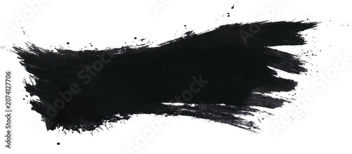 Tableau sur toile Dynamic black paint brush stroke texture with hand painted ink wash ink blot spo