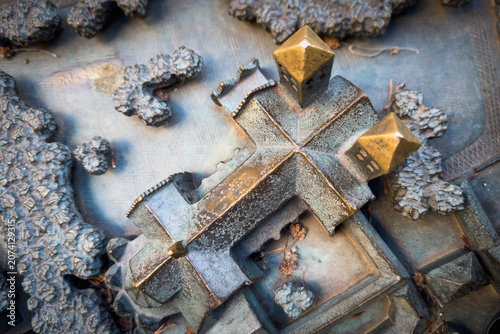 Obraz na plátne Aerial View of Bronze Miniature Model of St