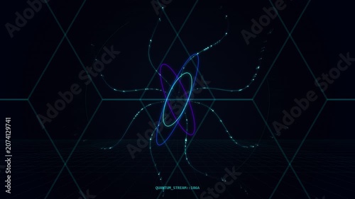 Abstract Digital Atom Model Rotating in Virtual Data Space Environment