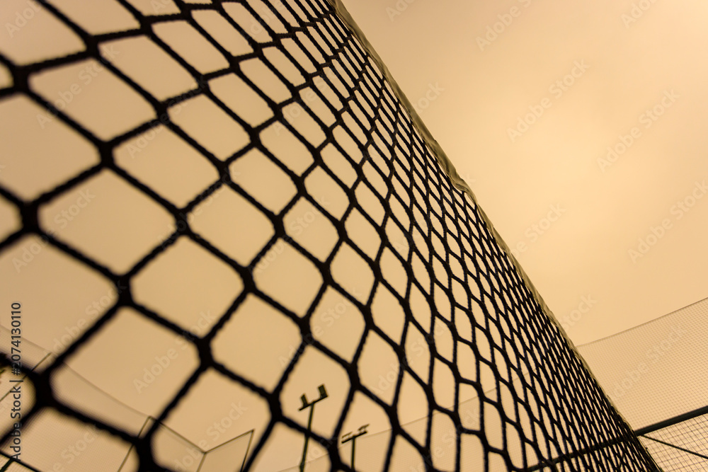 Obraz premium Net on Padel court background. Open tour poster for social media promotion mockup. Advertisement design. Padel Events and tournaments template. Copy space.