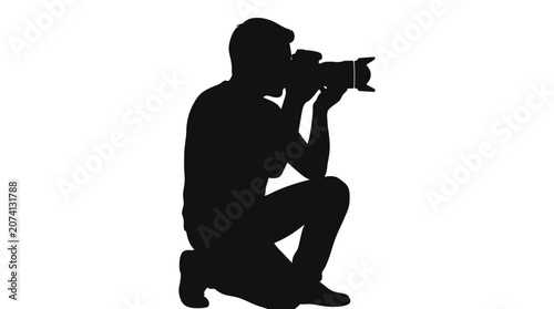 Photographer, Silhouette, Black, Icon, Vector Graphic isolated on White Background Silhouette