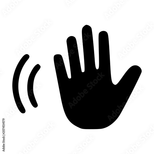 Fotografie A hand silhouette surrounded by distinct motion sensor lines, representing gesture control systems and touchless user interfaces