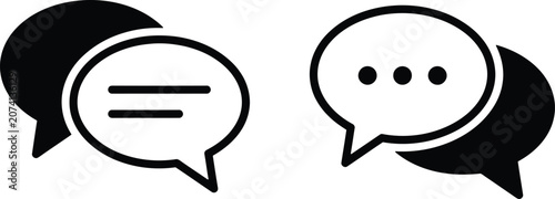 Cuadro en lienzo Simple black and white chat bubbles for conversation and dialogue design