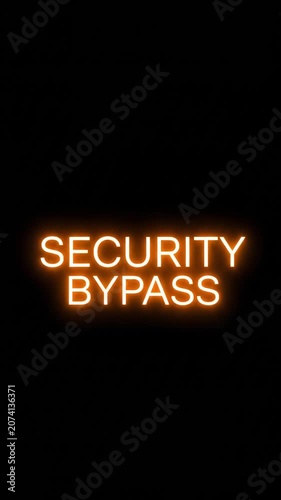 Cyber security system failure hacked digital text neon animation video overlay for technology and data protection