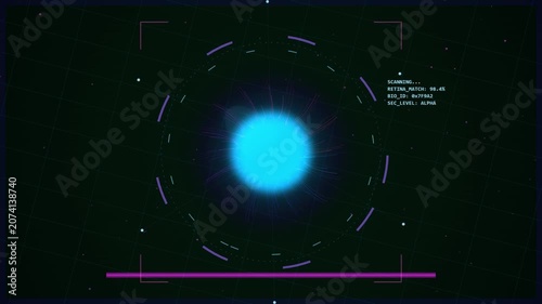 Futuristic digital biometric retina eye scanner interface animation
