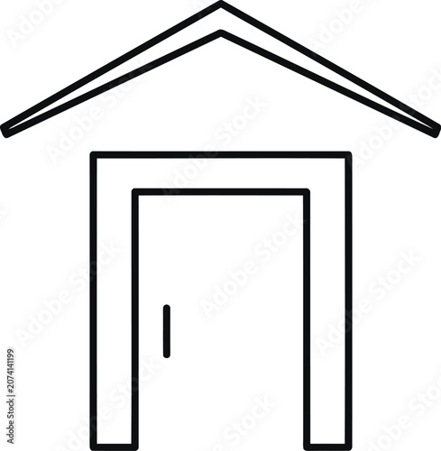 Simple line art icon of a house with a door