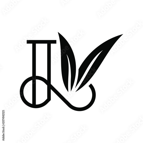 Natural eco logo design featuring a stylized letter l with green leaves
