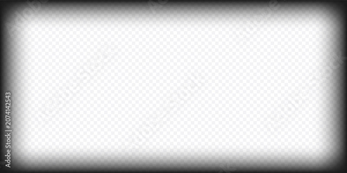 Vignette rectangle border with shadow rectangle overlay for photo blur comic. Edge rectangular effect with black frame white for transparent background mask. Fade dark vignette with texture.