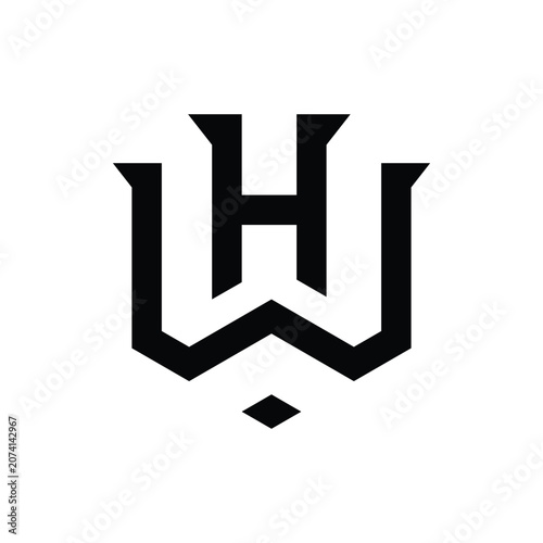 Minimalist letter hw monogram logo design with monogram typography branding