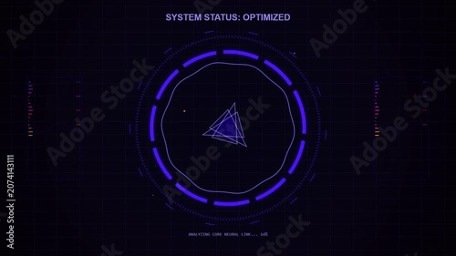 Futuristic digital HUD interface scanning with changing color cycles