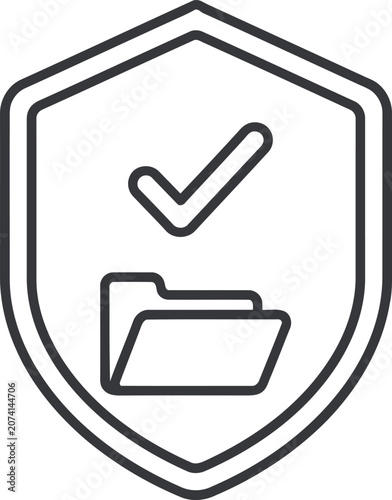 Shield icon with a folder and a check mark symbol