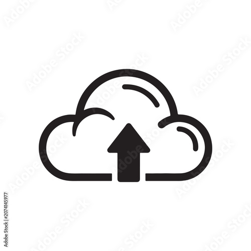 Cloud upload file digital data transfer icon with transfer internet computing technology connection information infrastructure platform download communication interface minimalist business