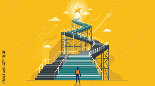 Foto Businessman standing on top of an hourglass vector illustration representing bus
