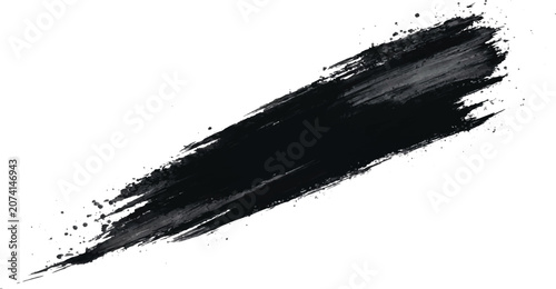 Foto Elegant diagonal black ink brush stroke texture with diagonal abstract isolated