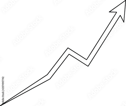 Black outline arrow graphic showing positive trend and growth progress symbol for financial success