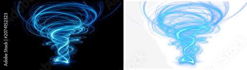 Blue swirling vortex, glowing neon effect, abstract stormy weather, dynamic motion graphics element