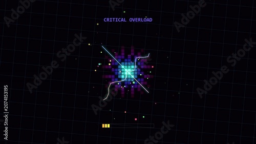 Digital Critical Overload Warning Display with Abstract Data Glitch
