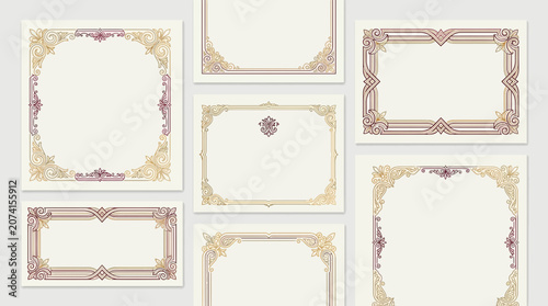 Elegant Vintage Geometric Borders and Frames - Decorative Scrollwork Design Collection