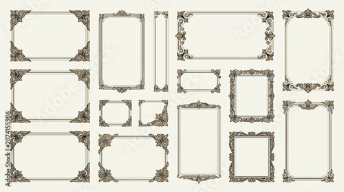 Ornate Decorative Frames and Borders - Vintage Corner Elements, Elegant Designs