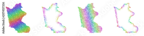 Foto Rainbow color sketch Kracheh map design set