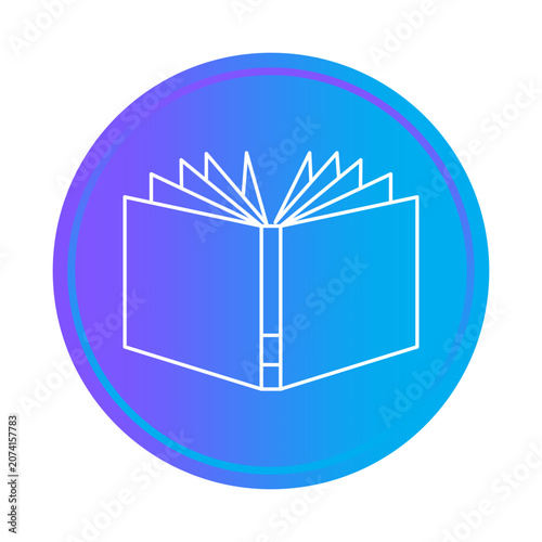 Book reading education icon features colorful vector element. Visualizes library learning process and school literature study.