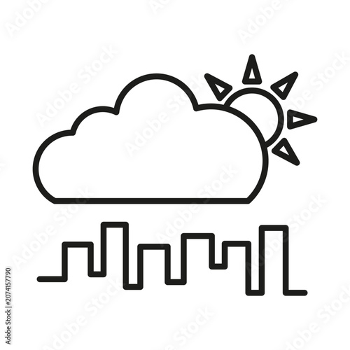 City cloud weather features outline vector element. Represents autumn urban climate and morning sky forecast.