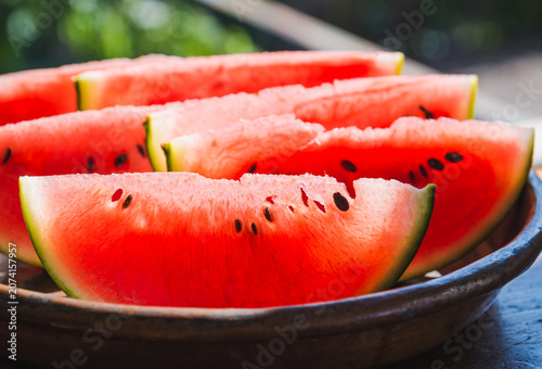 Watermelon slices. Summer fruits.