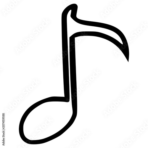 Cuadro en lienzo quaver or Eighth note illustration hand drawn outline vector