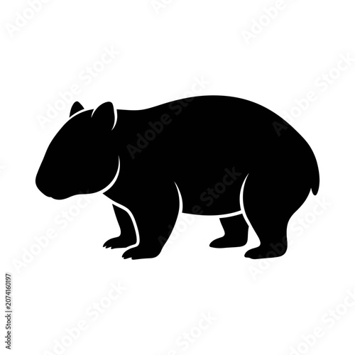 Black silhouette wombat vector icon, animal symbol, wildlife illustration, mammal graphic isolated on White Background Silhouette