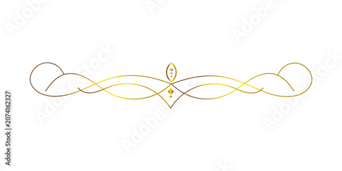 Elegant golden ornamental divider isolated on transparent background