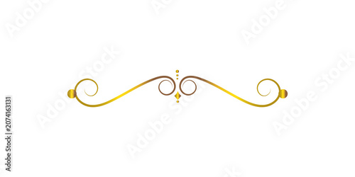 Elegant golden and brown decorative flourish divider isolated on transparent background