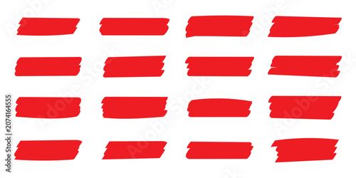 Foto Various red marker pen strokes with different length and thickness hand drawn set