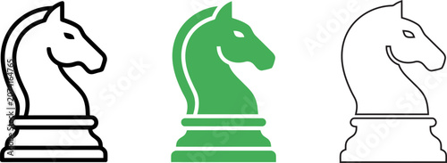 Tableau sur toile Three chess pieces knight bishop rook vector illustration